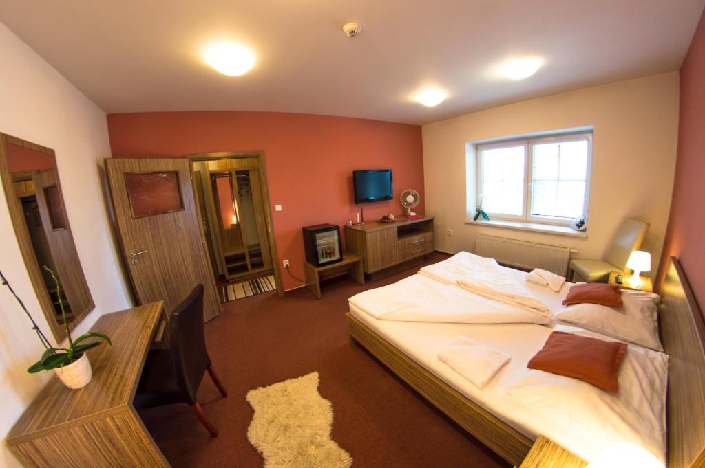 TV a/nebo společenská místnost v ubytování Wellness Hotel Hukvaldy POLOPENZE A WELLNESS V CENĚ
