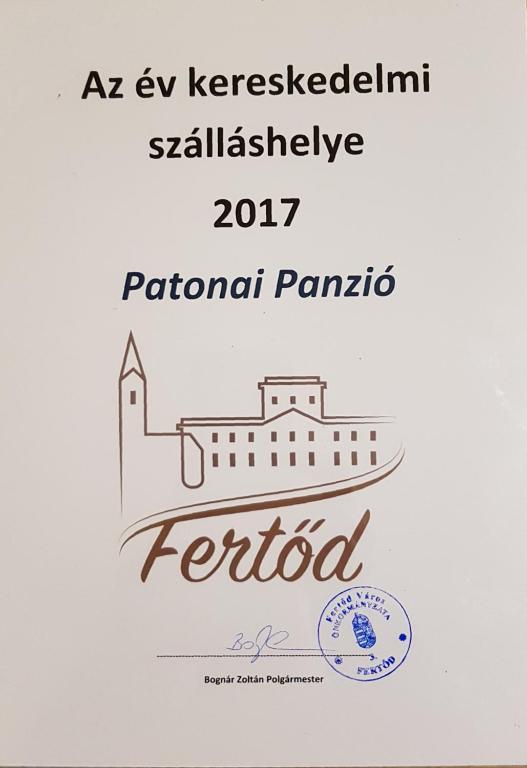 Certifikát, hodnocení, plakát nebo jiný dokument vystavený v ubytování Hotel Patonai