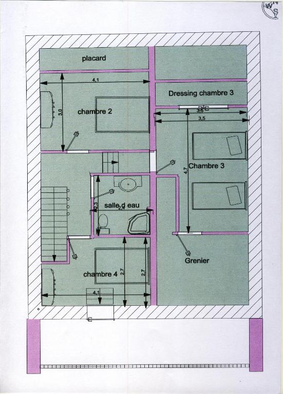 a drawing of a floor plan of a house at Gite du Cret in Hotonnes