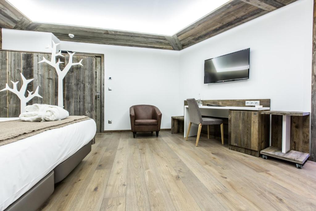 TV a/nebo společenská místnost v ubytování Hôtel Spa Crychar