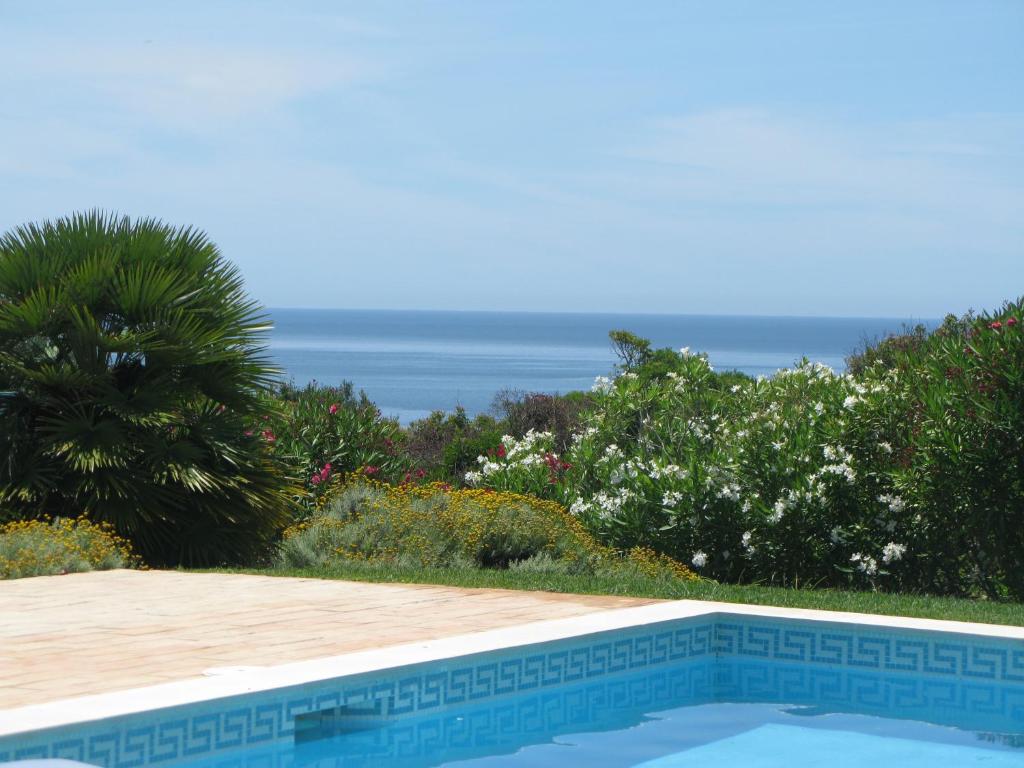 a swimming pool with a view of the ocean at Dona Maria 66 in Luz