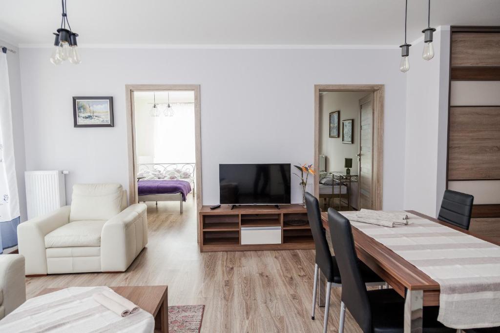 Μια τηλεόραση ή/και κέντρο ψυχαγωγίας στο MAZURSKA DAMA - Słoneczny apartament Giżycko