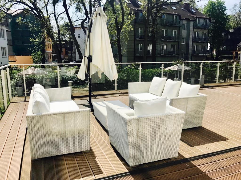 Balkón alebo terasa v ubytovaní Morski Apartament Hampton w Playa Baltis