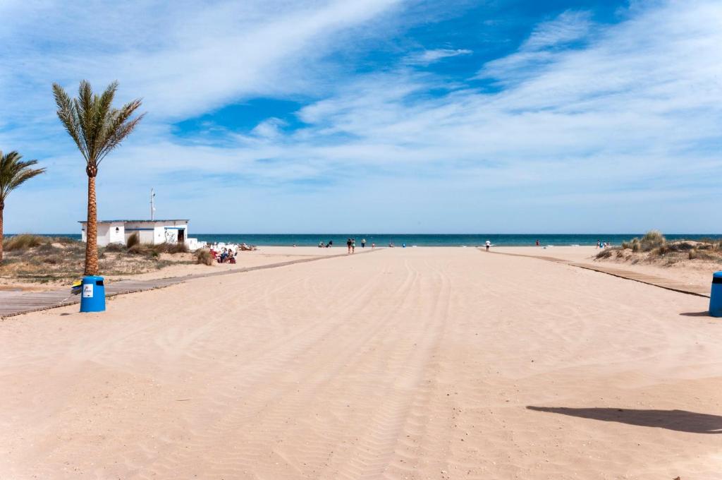 Playa de MiramarにあるPandora 3のヤシの木と海の砂浜