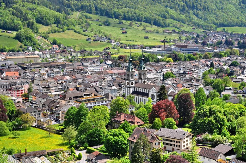 Nespecifikovaný výhled na destinaci Glarus nebo výhled na město při pohledu z hotelu