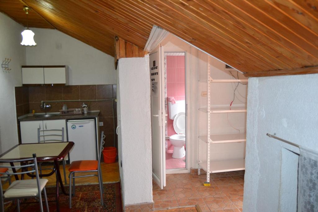 Kuchyň nebo kuchyňský kout v ubytování Hostel Valentin