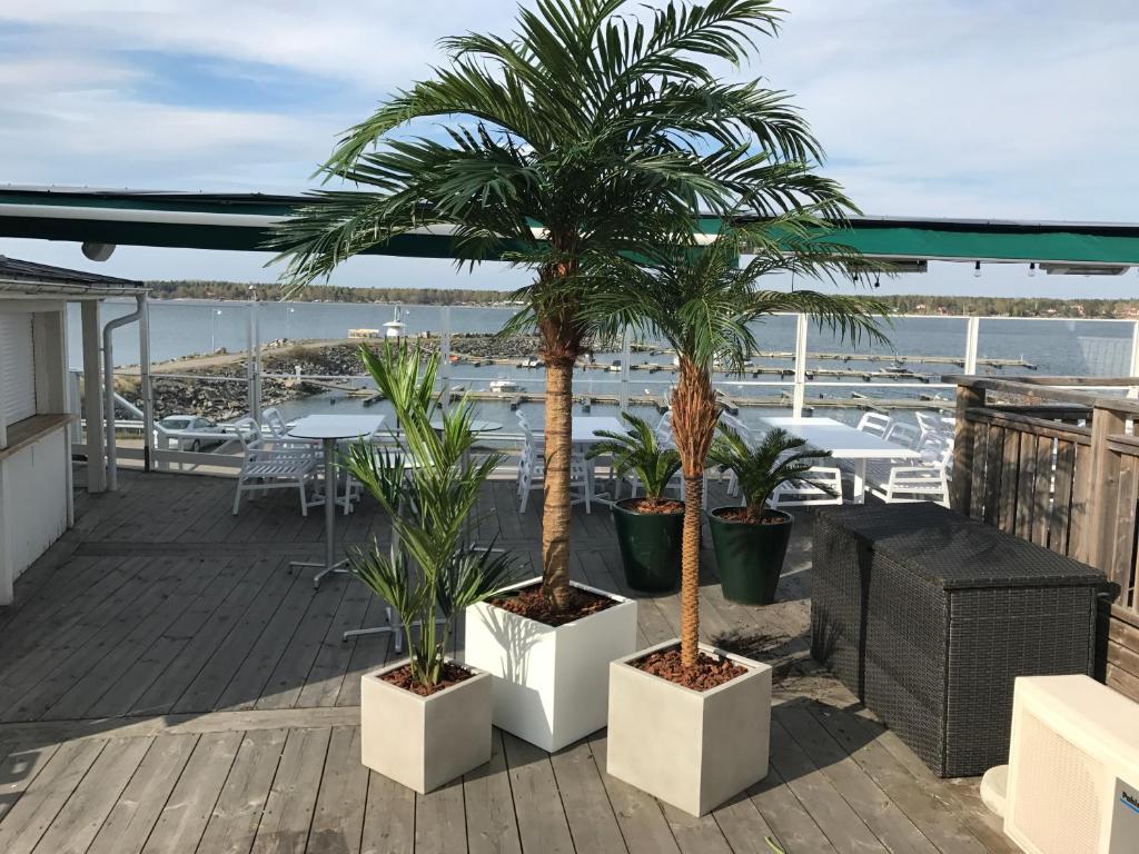 Balkón nebo terasa v ubytování Strandhotellet