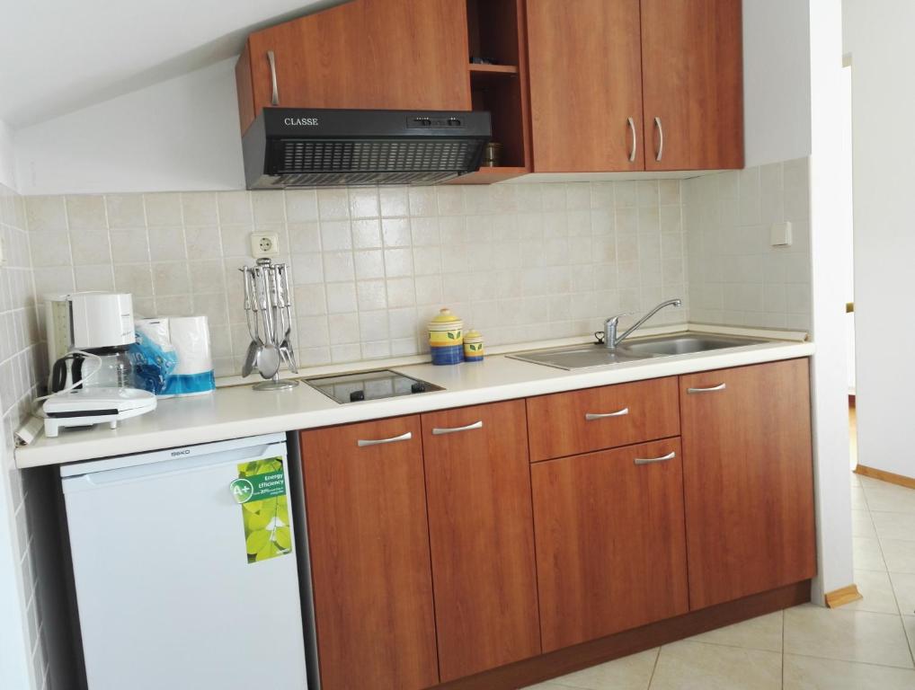 Kuchyň nebo kuchyňský kout v ubytování Apartments Rede