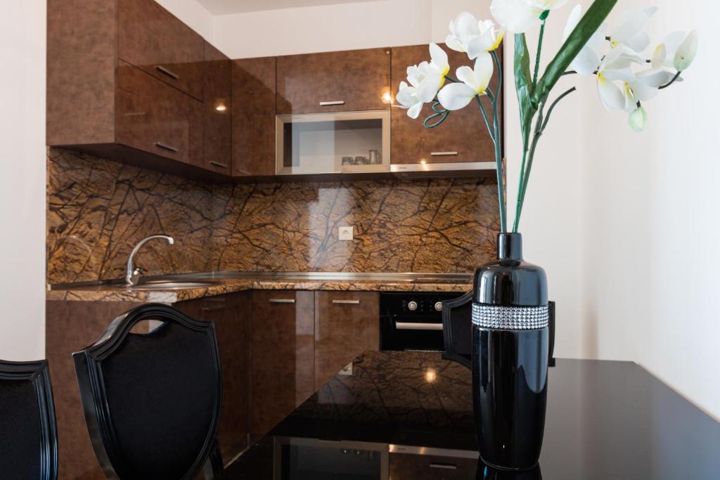 Kuchyň nebo kuchyňský kout v ubytování Boutique Apart Hotel Versis