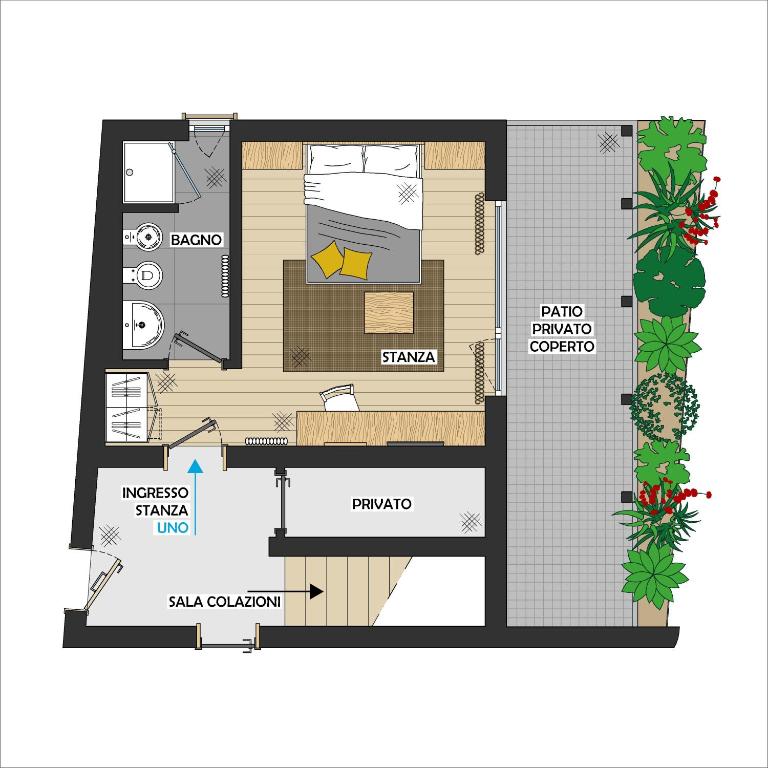 Půdorys ubytování B&B Lupo