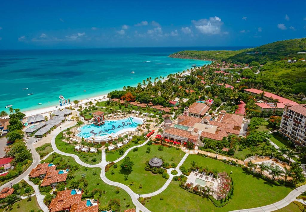 an aerial view of the resort and the beach at Sandals Grande Antigua - All Inclusive Resort and Spa - Couples Only in Saint Johnʼs