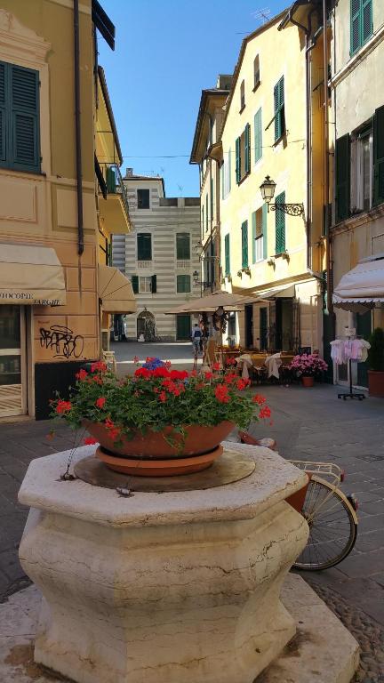 roślinnik z kwiatami na ulicy w mieście w obiekcie La Merlettaia w Rapallo