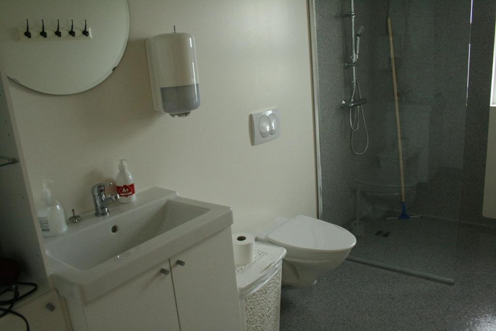 Koupelna v ubytování Guesthouse Stekkatún