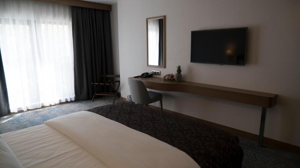 A television and/or entertainment centre at Yuksel Istanbul Yenikapı Hotel