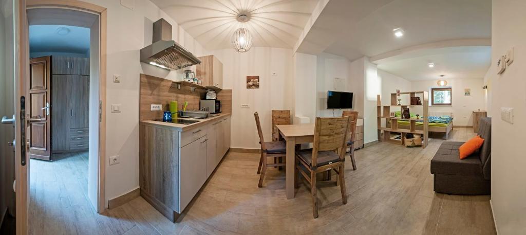 Kuchyň nebo kuchyňský kout v ubytování Apartments Villa Vesna Pokljuka