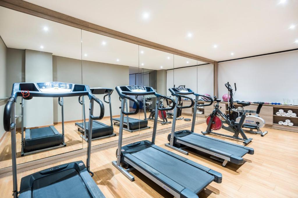 Fitness centrum a/nebo fitness zařízení v ubytování Hotel Rosales Plaza