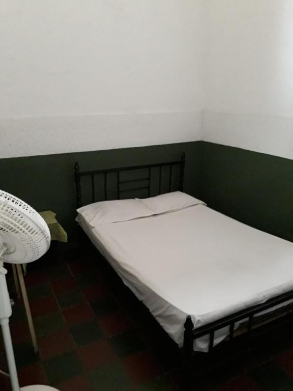 a bed in a room with a green wall at Residencias Escorial in Palmira