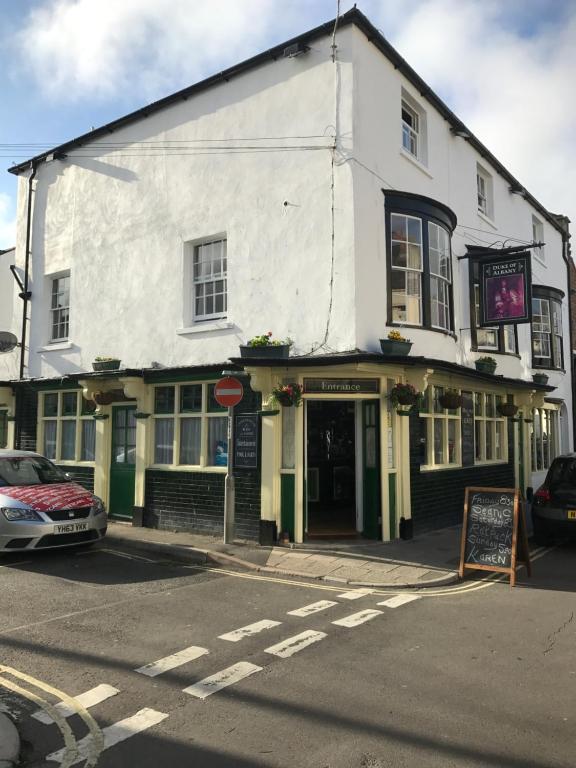 a building on the corner of a street at Duke of Albany in Weymouth