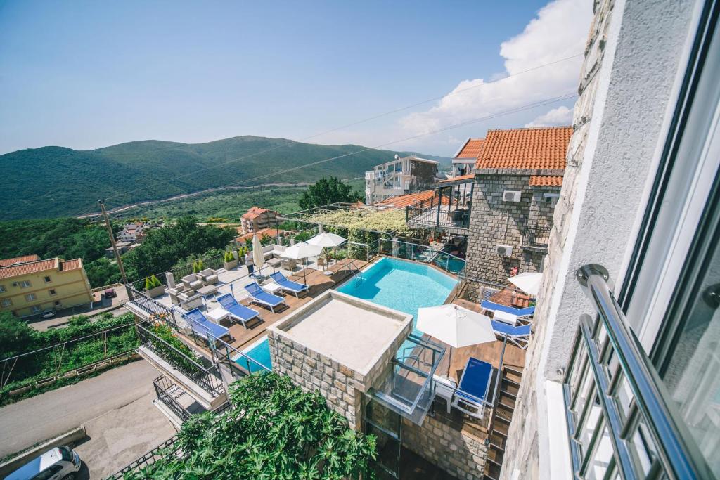 a view of a resort with a swimming pool at Apartments Horizont in Budva