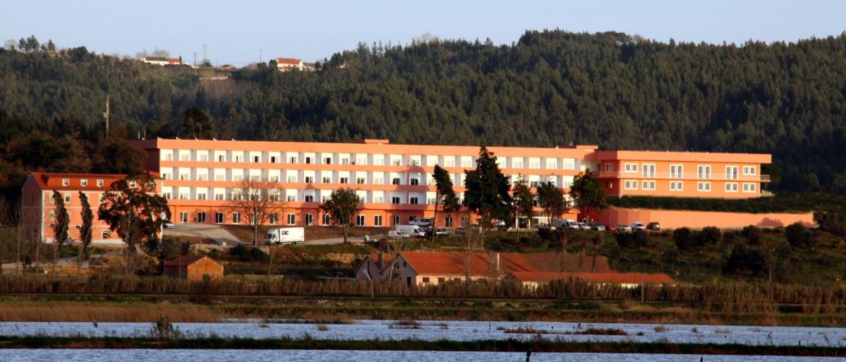 um grande edifício próximo a um corpo d'água em Palace Hotel & SPA Termas do Bicanho em Soure