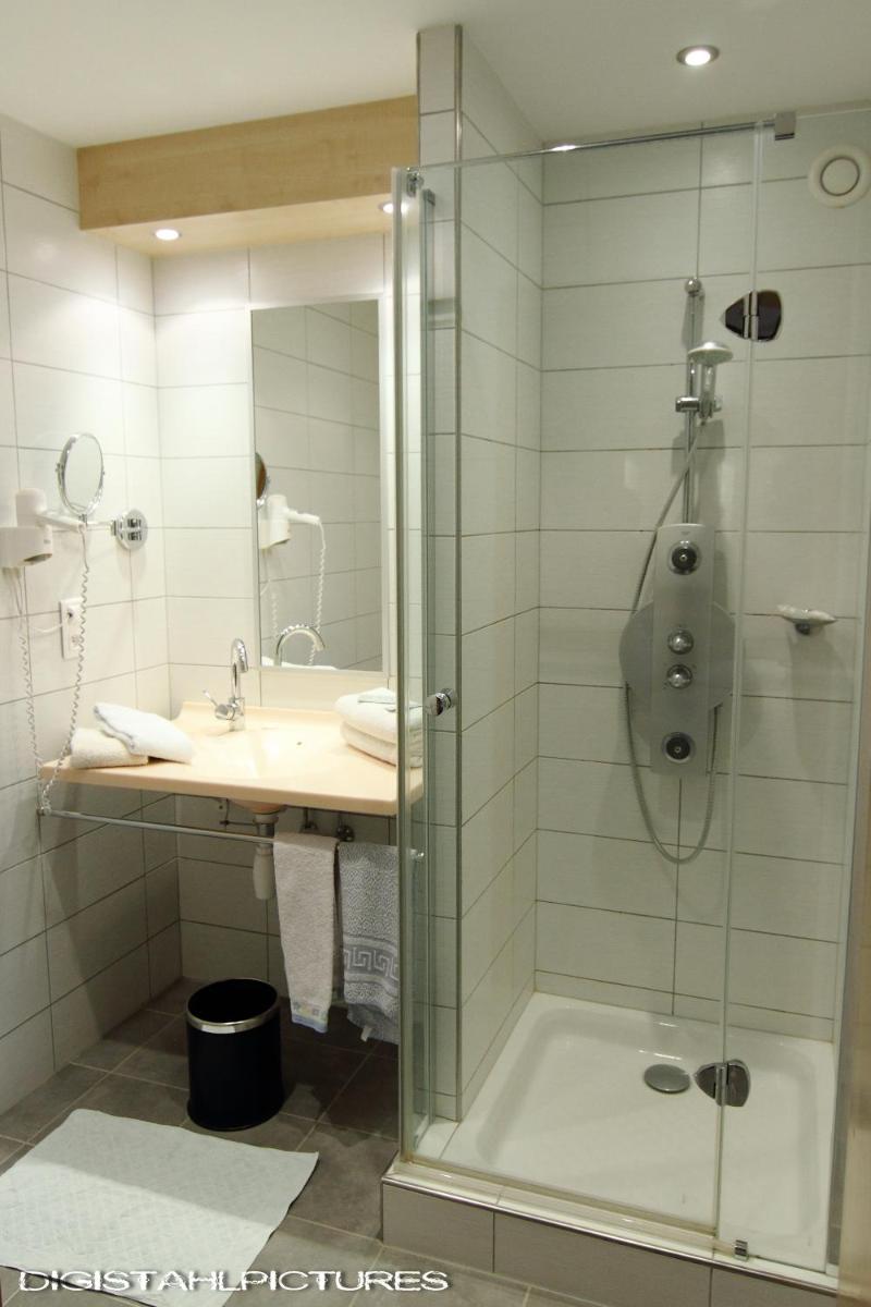 Salle de bains dans l'établissement Hôtel Restaurant et Spa Au Tilleul