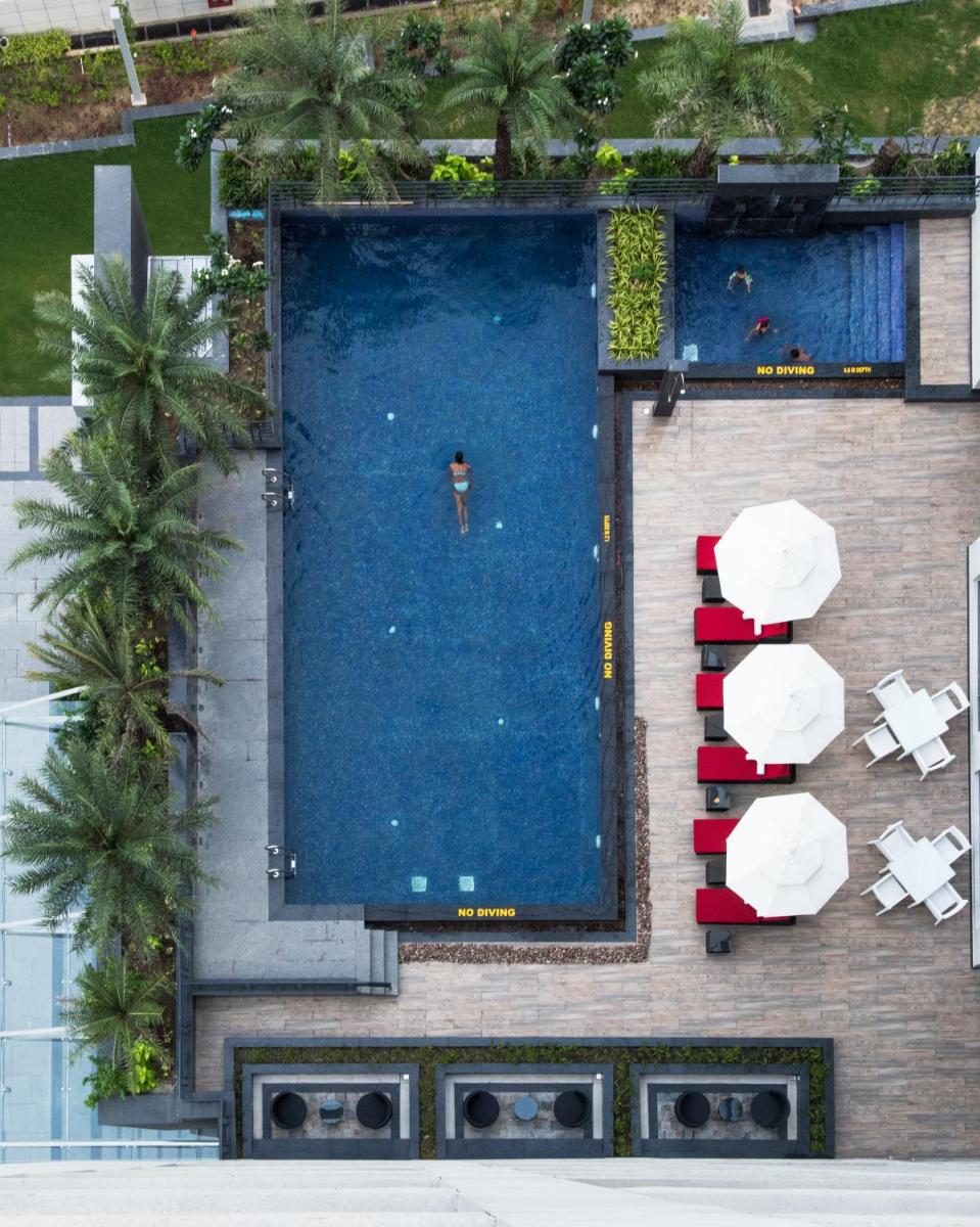 an overhead view of a swimming pool in a hotel at Hyatt Regency Lucknow Gomti Nagar in Lucknow