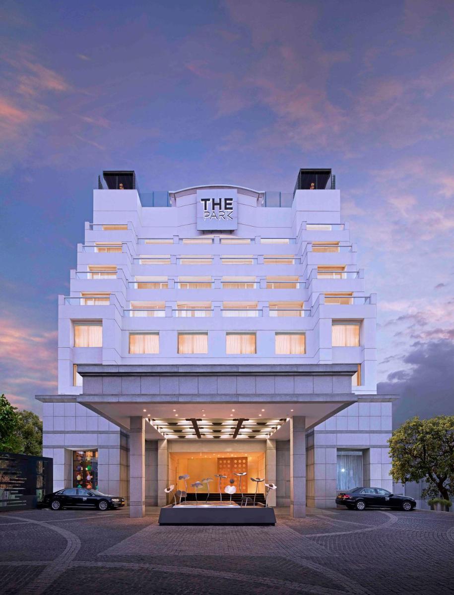 a large white building with a sign on it at The Park Chennai in Chennai a large white building with a sign on it at The Park Chennai in Chennai