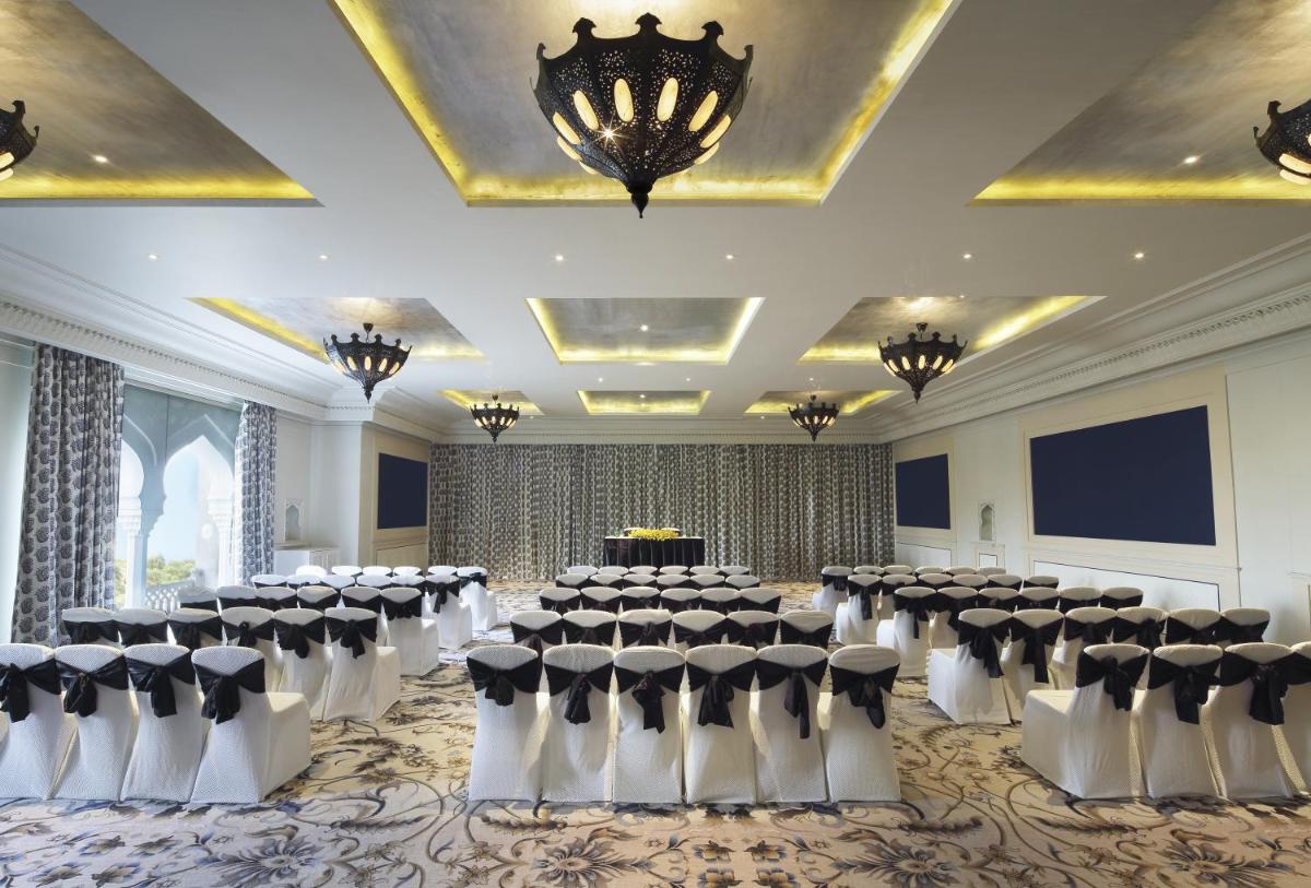 a ballroom with a set up for a banquet at Fairmont Jaipur in Jaipur