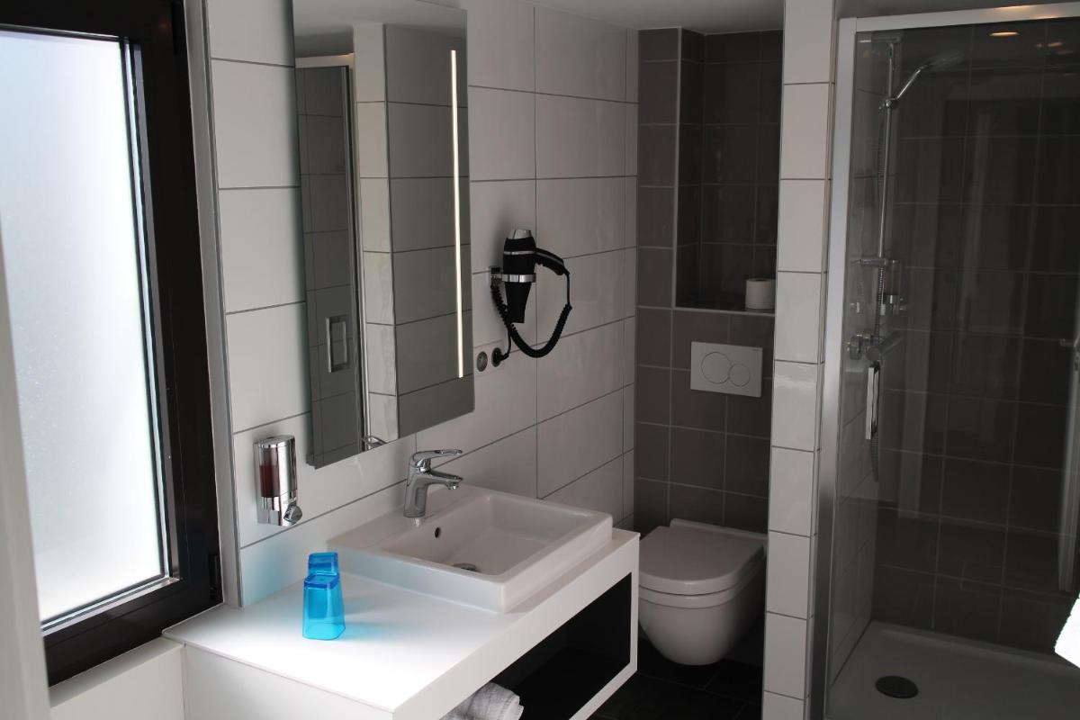 Salle de bains dans l'établissement Logis Hôtel Restaurant Au Lion Rouge
