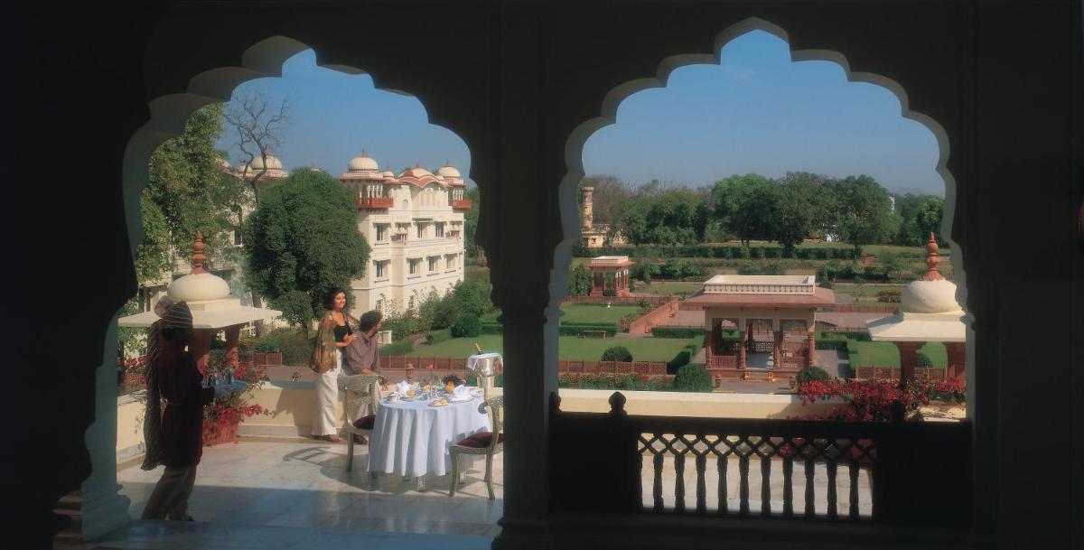 a view of a castle from a balcony at Jai Mahal Palace in Jaipur
