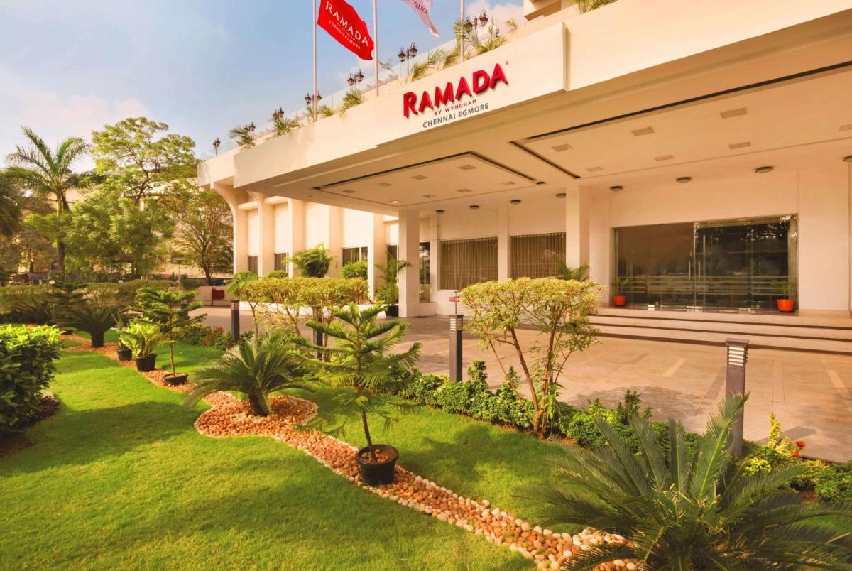 a view of the front of the rambaz building at Ramada by Wyndham Chennai Egmore in Chennai a view of the front of the rambaz building at Ramada by Wyndham Chennai Egmore in Chennai