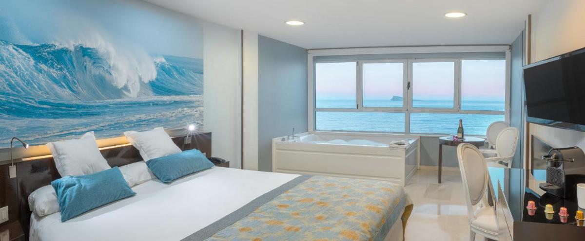 Cama o camas de una habitación en Hotel Villa del Mar