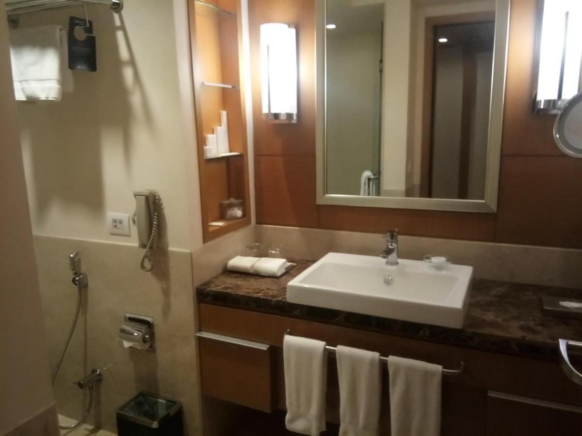 a bathroom with a sink and a mirror at Radisson Blu Hotel, Nagpur in Nagpur