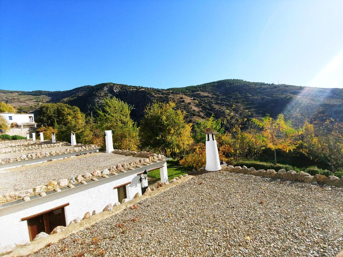 un grupo de bancos de piedra en un camino de grava en Turismo Rural & SPA El Cercado, en Bérchules