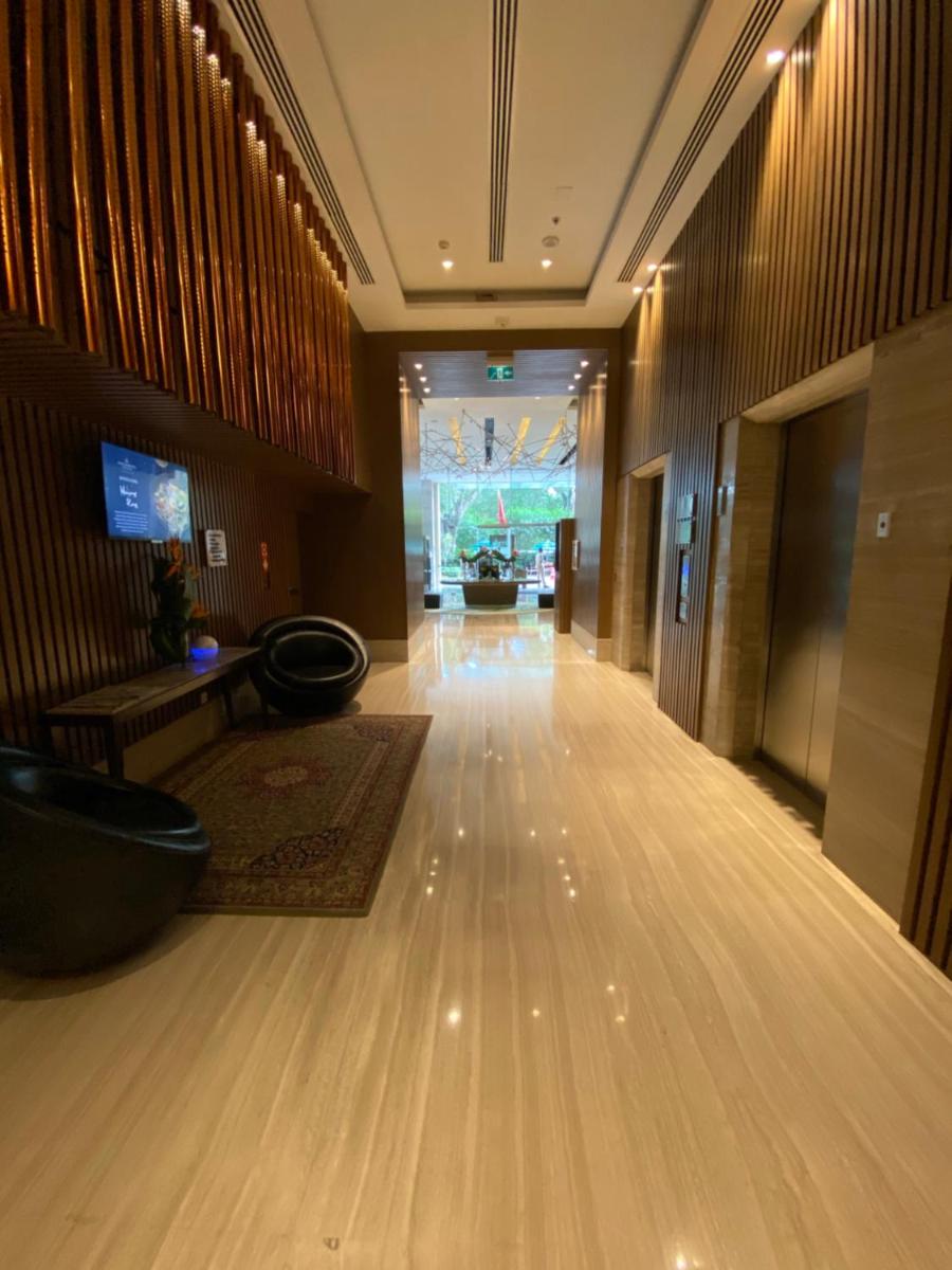 a hallway with a bowling alley in a building at Welcomhotel by ITC Hotels, Richmond Road, Bengaluru in Bengaluru