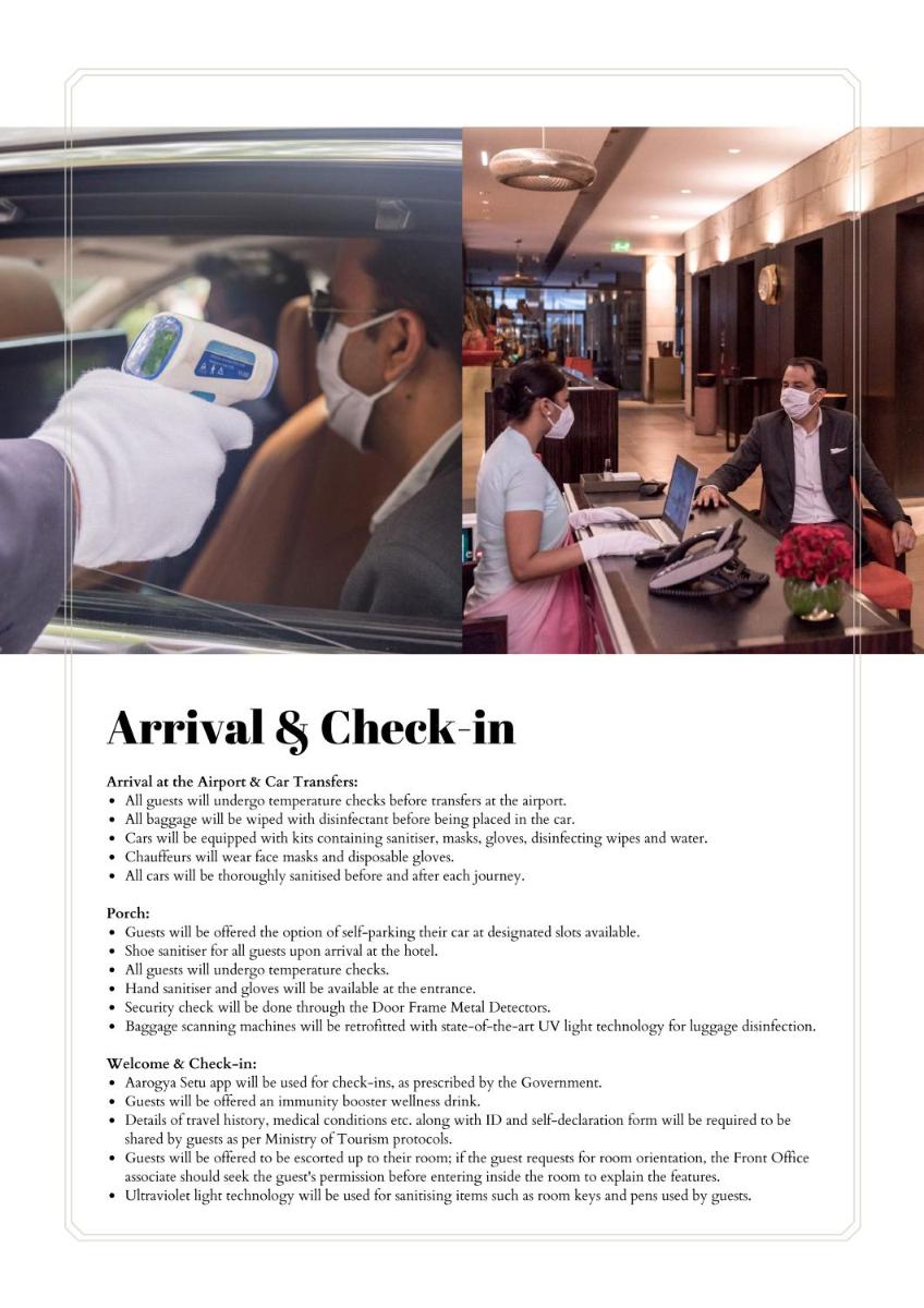 a page of a flyer for a hospital with a picture of a person working at The Lodhi – A member of The Leading Hotels Of The World in New Delhi