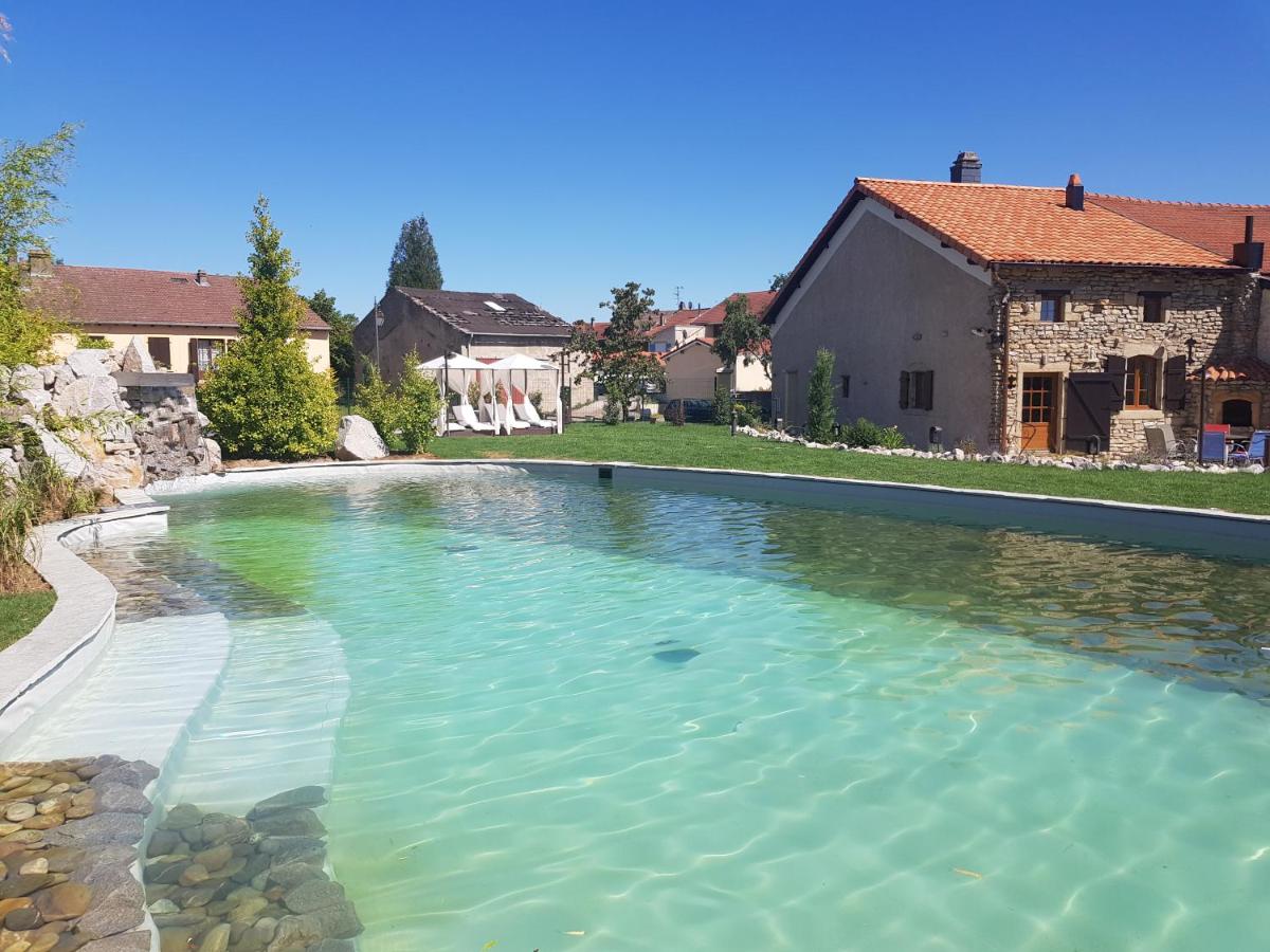 une grande piscine d'eau dans une cour dans l'établissement Hôtel du Domaine de La Grange de Condé, à Condé-Northen