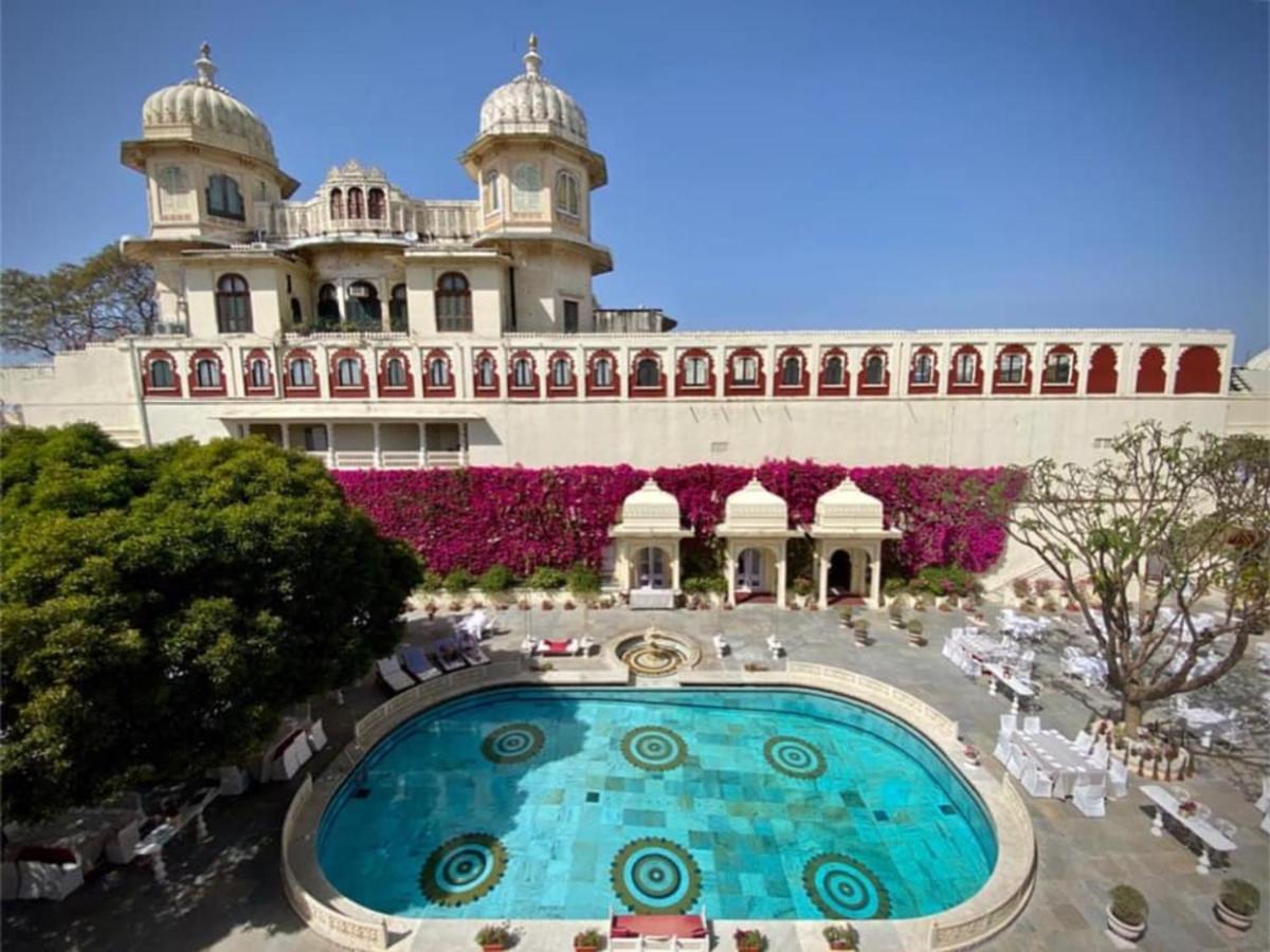 an overhead view of a building with a swimming pool at Shiv Niwas Palace by HRH Group of Hotels in Udaipur