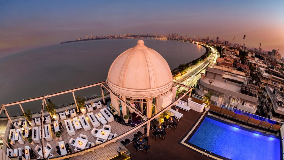 an aerial view of a building next to the water at InterContinental Marine Drive Mumbai by IHG in Mumbai