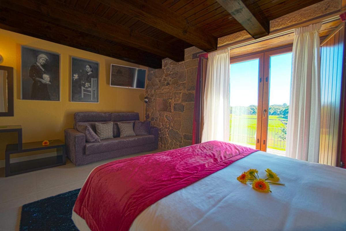 Cama o camas de una habitación en Hotel As Torres da Hermida