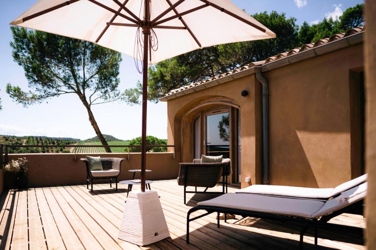 Balcon ou terrasse dans l'établissement Château L'Hospitalet Wine Resort Beach & Spa