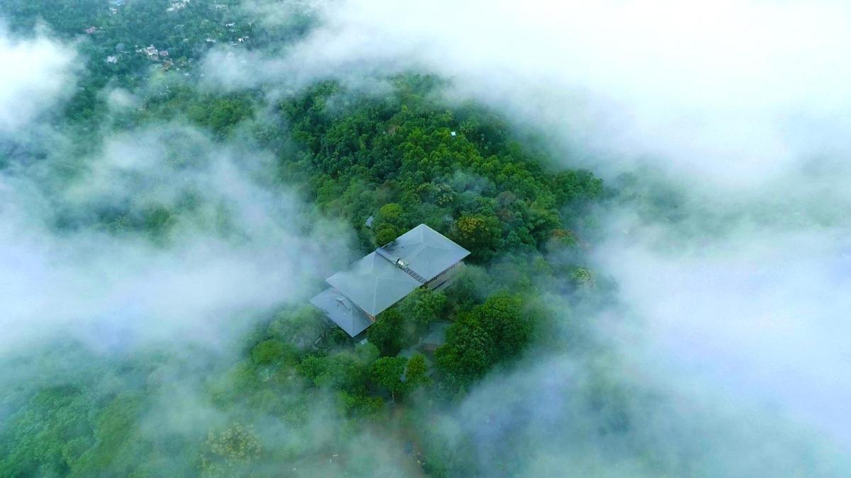 an aerial view of two planes in the clouds at Elephant Passage in Munnar