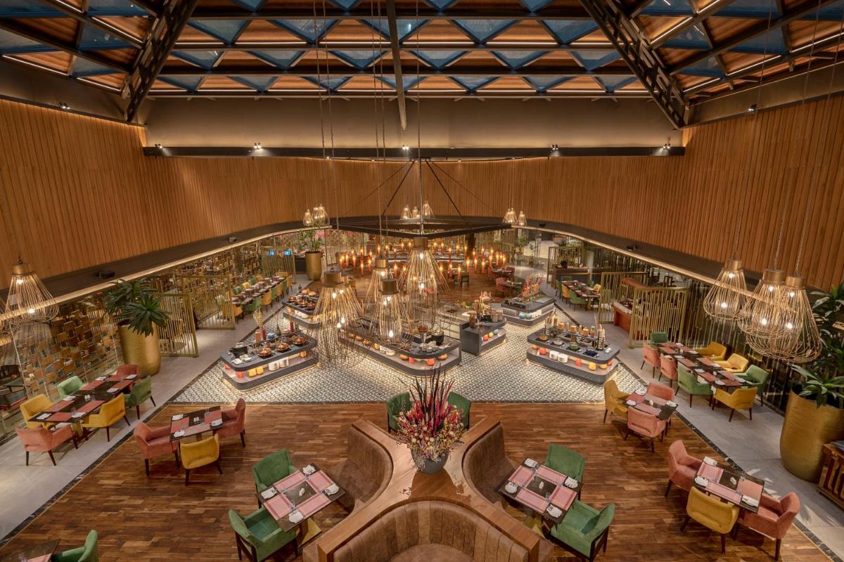 an overhead view of the lobby of a hotel at Radisson Blu Kaushambi Delhi NCR in Ghaziabad