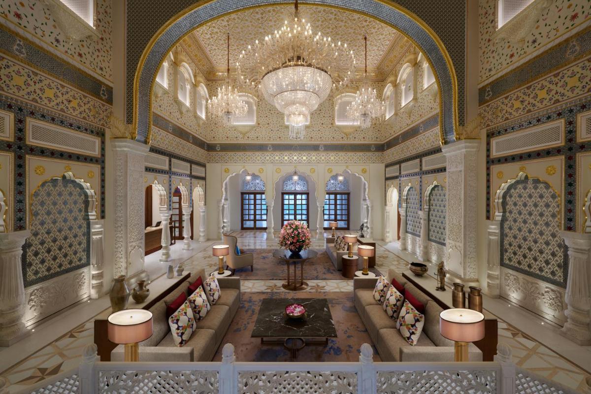 a rendering of a hotel lobby with a chandelier at Hyatt Regency Jaipur Mansarovar in Jaipur a rendering of a hotel lobby with a chandelier at Hyatt Regency Jaipur Mansarovar in Jaipur