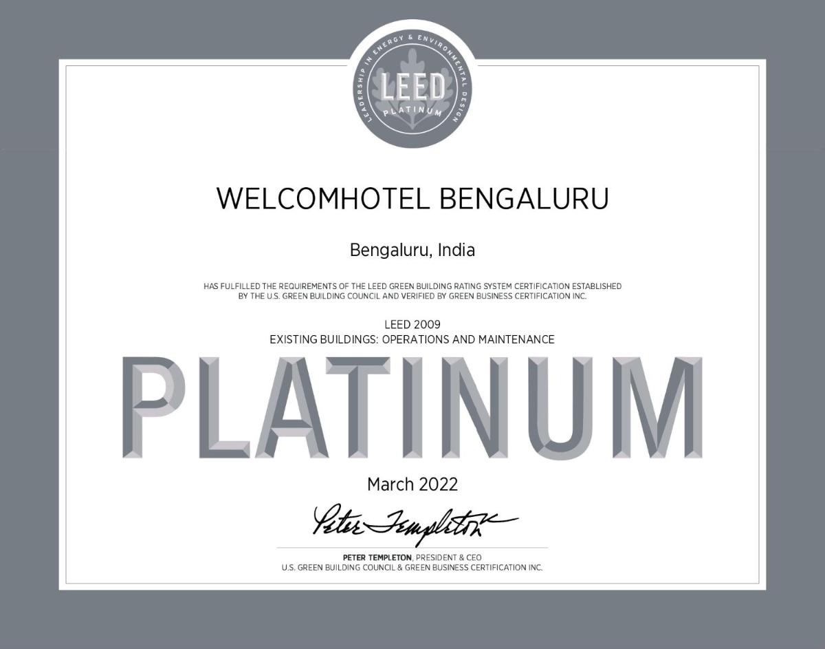 a sign for a platinum invitation to a event at Welcomhotel by ITC Hotels, Richmond Road, Bengaluru in Bengaluru