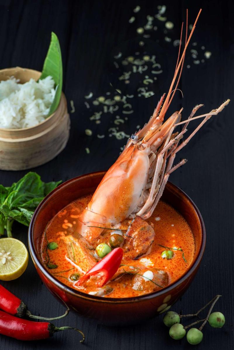 a bowl of food with a shrimp on top at Radisson Blu Plaza Delhi Airport in New Delhi a bowl of food with a shrimp on top at Radisson Blu Plaza Delhi Airport in New Delhi