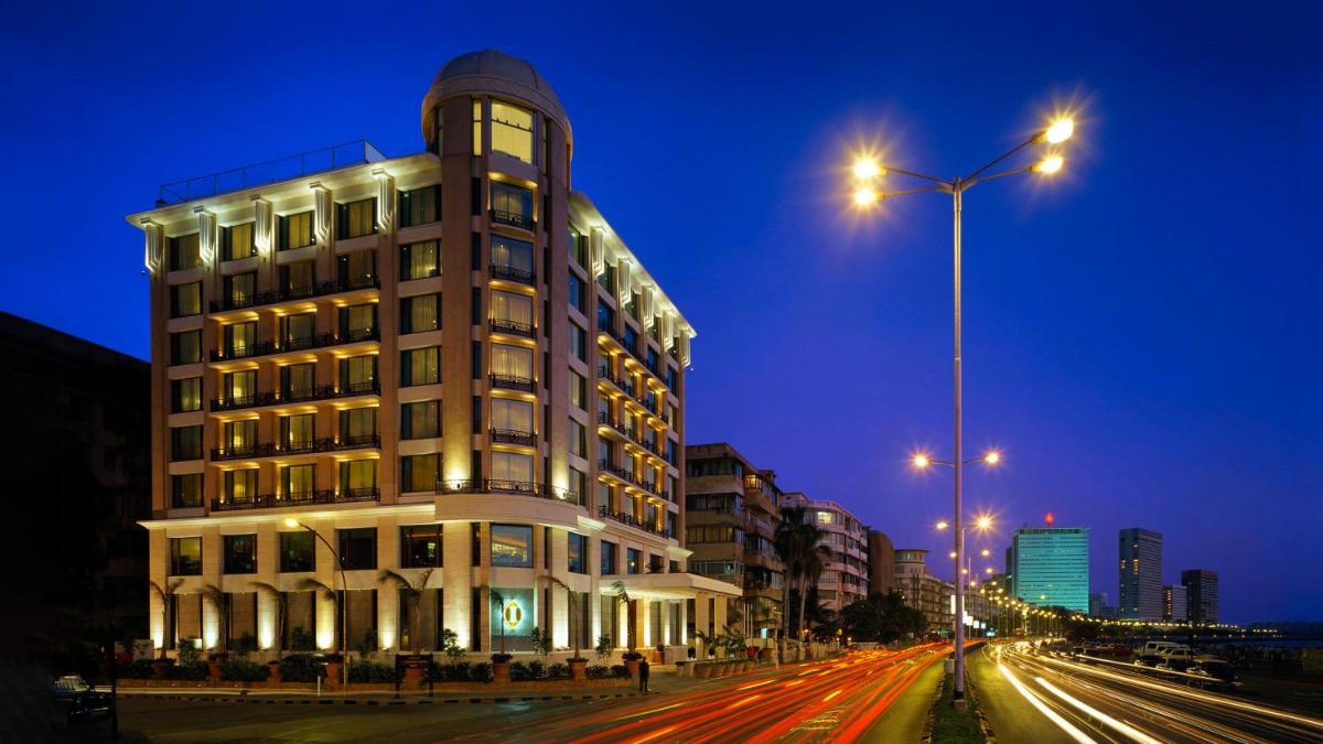 a building on a city street at night at InterContinental Marine Drive Mumbai by IHG in Mumbai