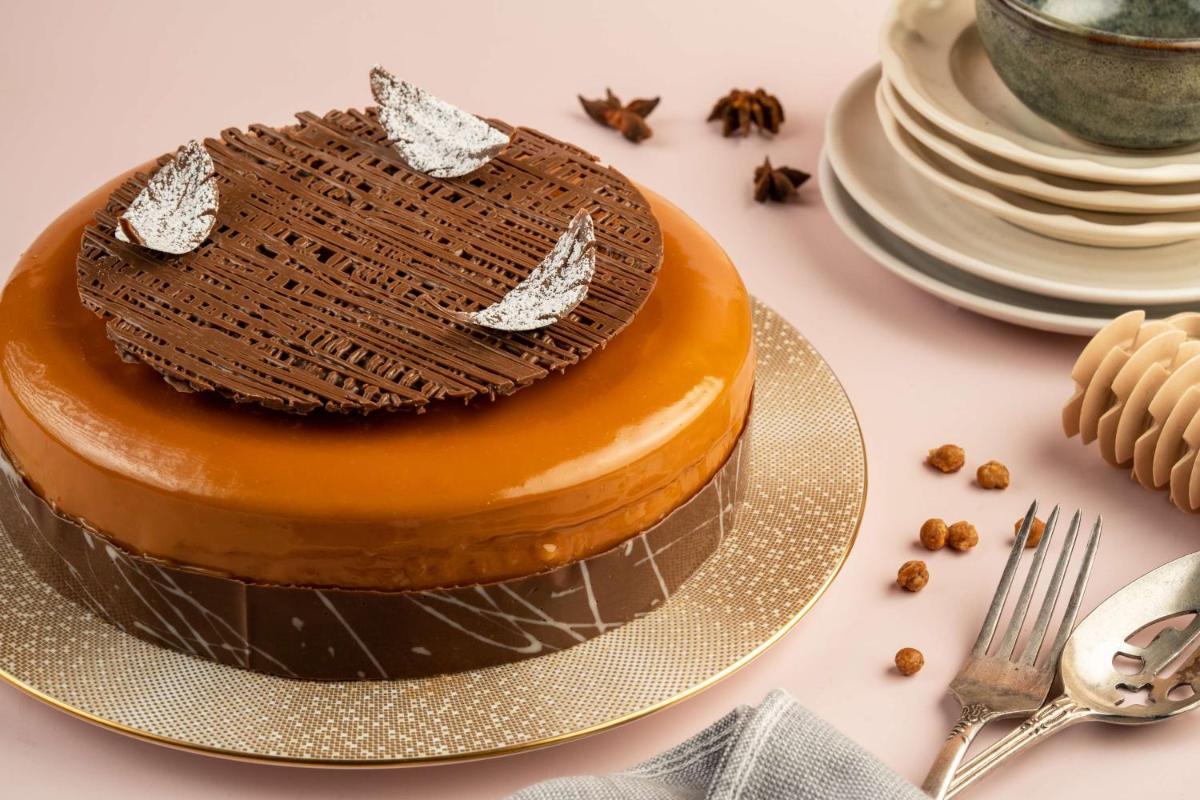 a chocolate cake on a plate on a table at Radisson Blu Plaza Delhi Airport in New Delhi a chocolate cake on a plate on a table at Radisson Blu Plaza Delhi Airport in New Delhi