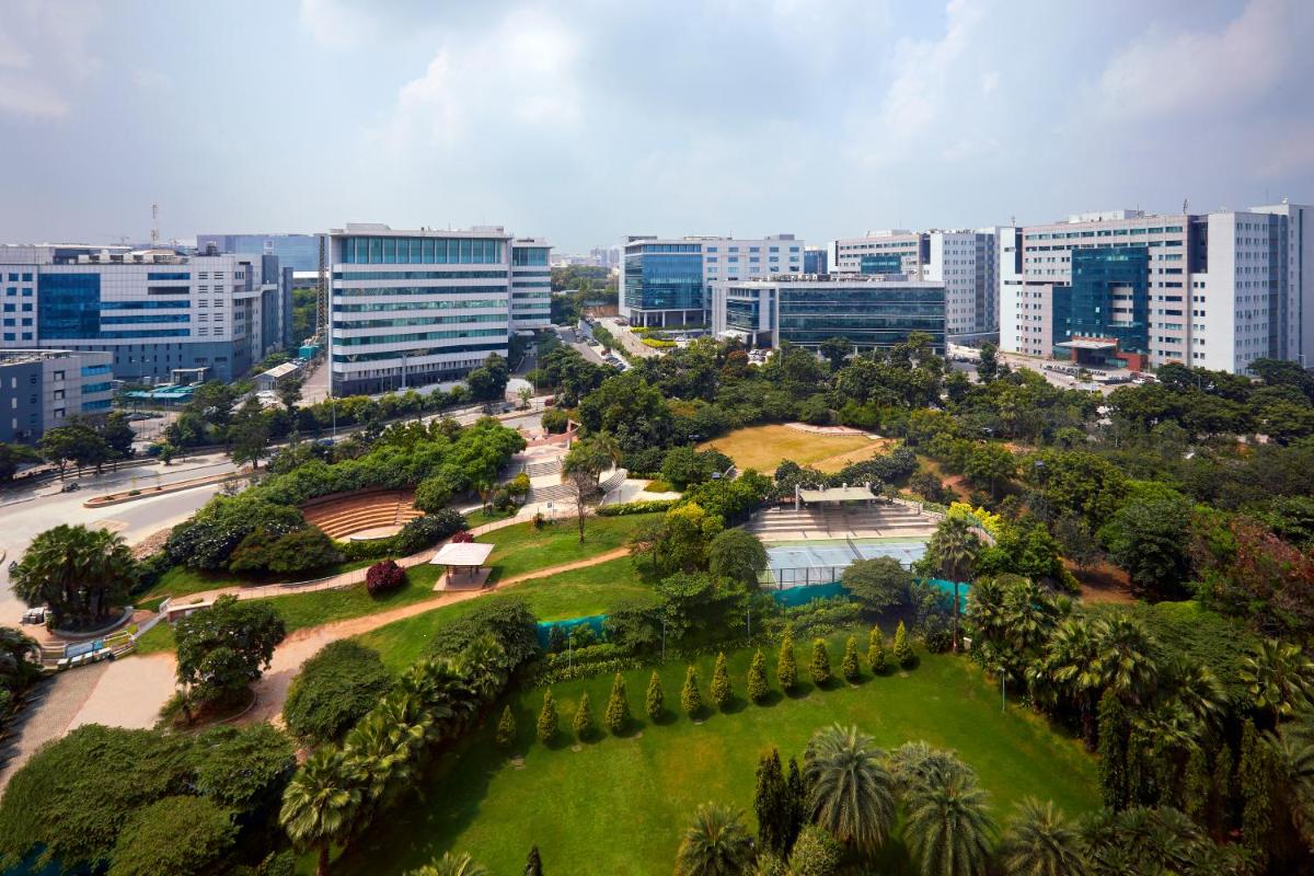 an aerial view of a park in a city at The Westin Hyderabad Mindspace in Hyderabad