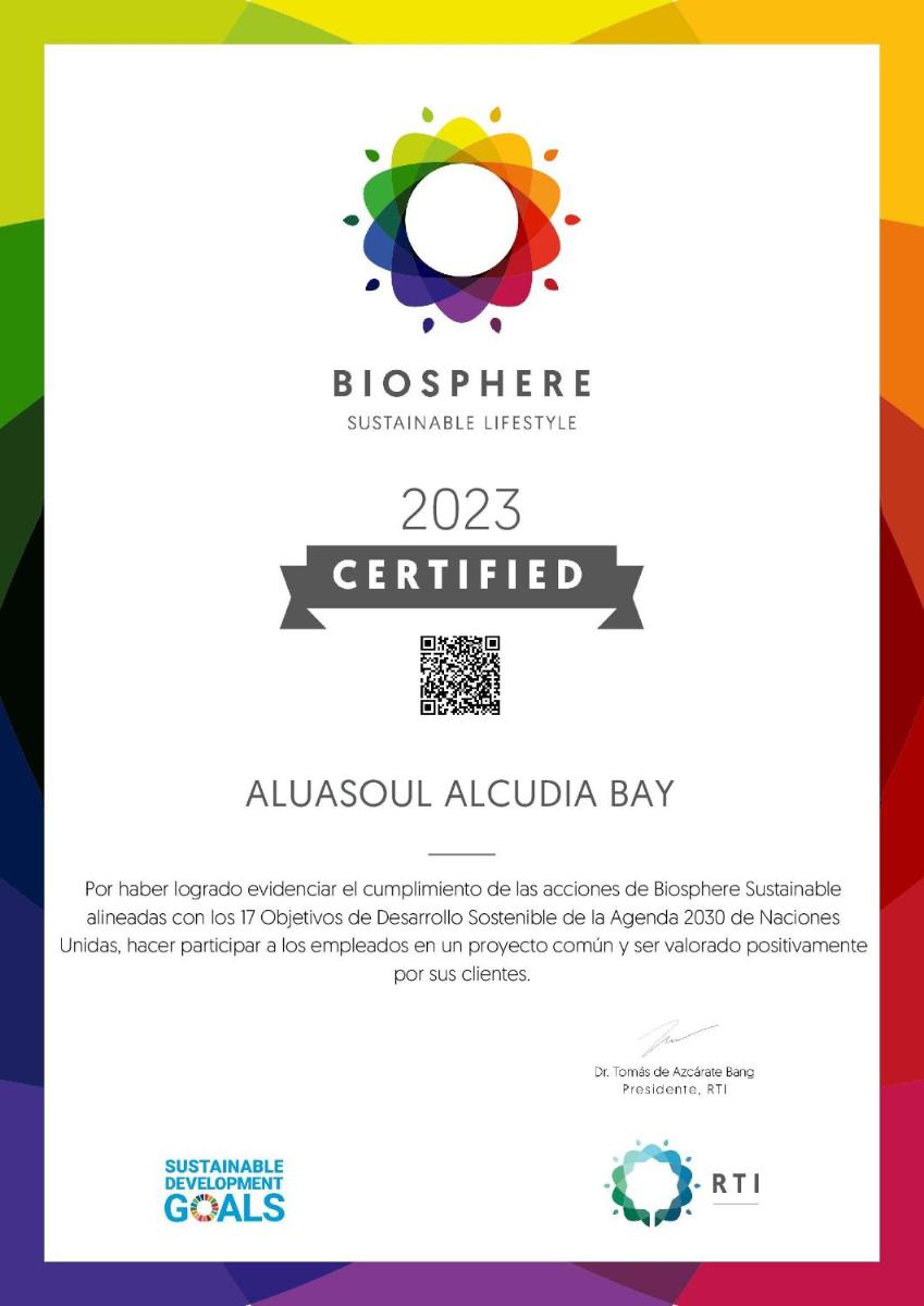 Certificado, premio, señal o documento que está expuesto en Bordoy Alcudia Bay - Adults Only